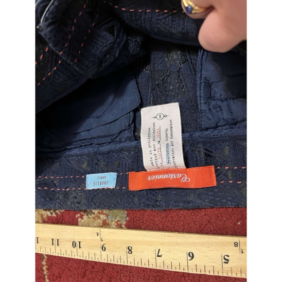 Anthropologie Cartonnier Pants Womens Blue Charlie Ankle Geometric Smooth Size 0 - Picture 4 of 8